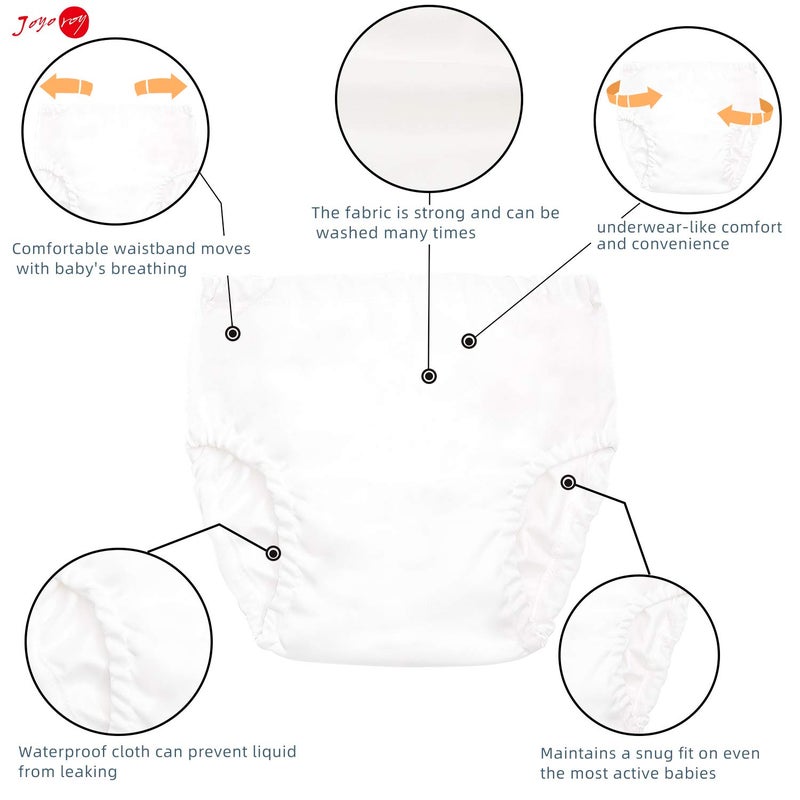 Joyo roy 4Pcs White Diaper Covers for Girls Training Pants Boys Cloth Diaper Cover for Swimming Rubber Training Pants for Toddlers Plastic Underwear for Potty Training Waterproof Rubber Underwear 5T - Image 3